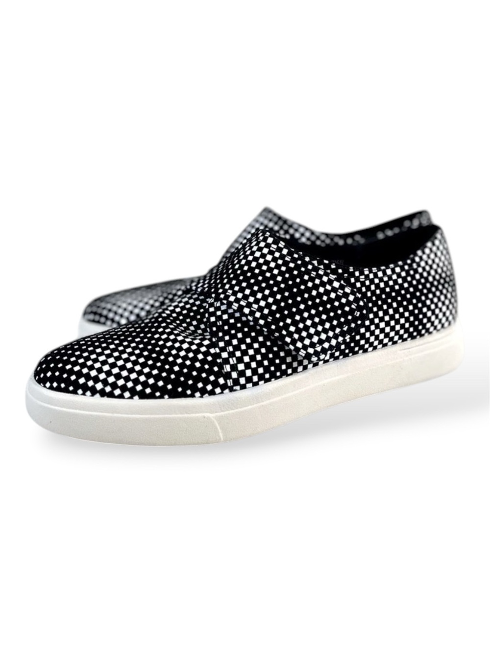 Vaneli Sport Top Trap Black & White Checked Sporty Loafer Shoe, Size 7 1/2 N